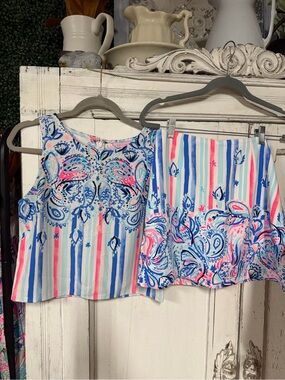 HTF 🦄 Lilly Pulitzer Pink Blue 2pc set